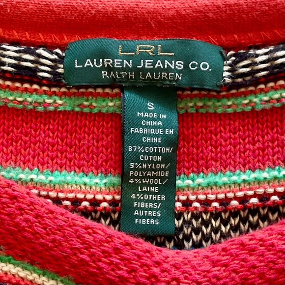 Vintage 1990s LRL Ralph Lauren Colorful Southwestern Western Knit Sweater Small - Picture 4 of 14